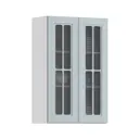 Навесной шкаф высокий Регина Столплит с 2 стеклянными фасадами 60x92x29 см МДФ цвет серый