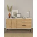 Комод Мебельнов Грейс 136x44x74 см 3 ящика и 2 двери ЛДСП цвет белый/дуб бунратти