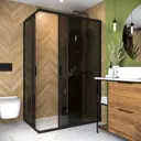 Душевой уголок Domani-Spa Cube V128 DS04CbV128L0T00.Gt-Black.MP. без поддона тонированное стекло 5 мм. графит профиль. размер 120x80x190 см