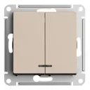 Выключатель встраиваемый Systeme electric AtlasDesign ATN001253 2 клавиши с подсветкой цвет бежевый
