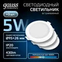 Светильник ЖКХ светодиодный GAUSS 9100420205T 5 Вт круг цвет белый