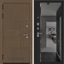 Входная дверь Bunker BN-07 205x96см левый цвет черный кварц/ларче орех с черной патиной с зеркалом