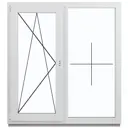 Пластиковое окно ПВХ Deceuninck двустворчатое левый 700x900мм (ВхШ) двухкамерный стеклопакет белый (с двух сторон)