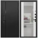 Входная дверь Дверипро L-45 205x86см левый цвет ясень белый/черный кварц с зеркалом