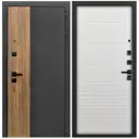 Входная дверь Мосфасад L-46 левый 205x96см цвет черный кварц и орех конъяк/ясень белый