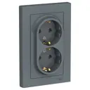 Розетка двойная встраиваемая Schneider electric AtlasDesign ATN000724 цвет темно-серый