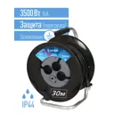 Удлинитель на катушке Космос YKKsm30m-4g-Z(16A)IP 4 розетки с заземлением 3x1.5 мм 30 м 3500 Вт цвет черный