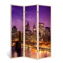 Ширма перегородка для комнаты деревянная Нью-Йорк Даунтаун двухсторонняя (города) 3 створки кремовый дуб 176x140см