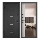 Входная дверь Torex Flat-M 205x95см левый цвет бьянко/темно-серый букле графит с зеркалом