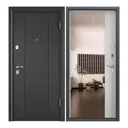 Входная дверь для квартиры Torex Flat-M 205x95см правый цвет бьянко/черный шелк с зеркалом