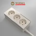 Удлинитель бытовой Werkel a050203 3 розетки с заземлением 3x1 мм 3 м 3000 Вт цвет слоновая кость