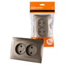 Розетка двойная встраиваемая Tdm electric Лама SQ1815-0712 со шторкой со шторками цвет бронза