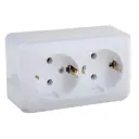 Розетка двойная накладная Schneider electric Уют 1345247 с заземлением цвет белый