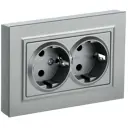 Розетка двойная встраиваемая Iek Brite BR-R21-16-K47-F с заземлением цвет алюминий