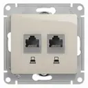 Розетка компьютерная двойная Schneider Electric Glossa GSL000985KK RJ45 цвет молочный