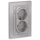 Розетка двойная Schneider Electric Atlas ATN000326 с заземлением цвет алюминий