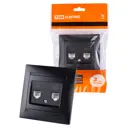 Розетка телефонная двойная встраиваемая Tdm electric Лама SQ1815-0618 RJ11 цвет графит