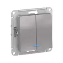 Выключатель встраиваемый Systeme electric AtlasDesign 246988 2 клавиши с подсветкой цвет алюминий