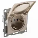 Розетка встраиваемая Gusi electric Bravo С10Р91-027 с кожухом IP44 К502 с заземлением шторками и крышкой цвет шампань