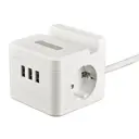 Удлинитель бытовой Uniel Standard UL-00011251 3x1.5 1.5 м 2 розетки с заземлением 3500 Вт с выключателем и ночником цвет белый