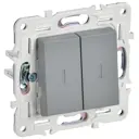 Выключатель проходной встраиваемый Iek Skandy SK-V22-1-10-K03 2 клавиши с подсветкой цвет серый