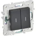 Выключатель проходной встраиваемый Iek Skandy SK-V22-1-10-K48 2 клавиши с подсветкой цвет титан