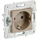 Розетка встраиваемая Iek Skandy SK-R14-16-K37 с заземлением и шторками цвет шампань
