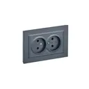 Розетка двойная встраиваемая Iek Brite BR-R23-10-K35-F со шторками цвет маренго