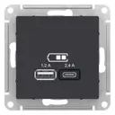 Розетка USB встраиваемая Systeme electric AtlasDesign ATN001039 цвет карбон