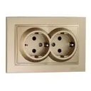 Розетка двойная встраиваемая Mono electric Despina 102-222204-120 с заземлением цвет титановый