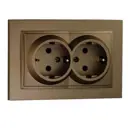 Розетка двойная встраиваемая Mono electric Despina 102-232304-120 с заземлением цвет бронза