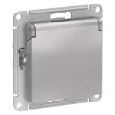 Розетка встраиваемая Schneider Electric AtlasDesign ATN000346 со шторками и крышкой цвет алюминий