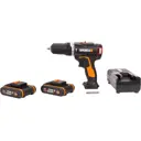 Дрель-шуруповерт аккумуляторная ударная бесщеточная Worx WX367, 20 В Li-Ion 2x1.5 Ач