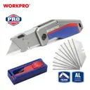 Нож складной Workpro WP211012 алюминиевый корпус 50 мм, 10 лезвий в комплекте