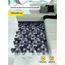 Коврик icarpet PRINT вырезной антискользящий Соты Мрамор 150x200 см чёрно-серый