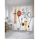 Штора для ванной JoyArty "Спасибо в стиле арт" из сатена, 180x200 см с крючками