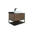 Тумба Comforty Порто-75 дуб темно-коричневый, с раковиной