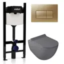 Комплект инсталляция с унитазом Valsir KIT Vsmg 7317GM Slim P1 с кнопкой цвет золото
