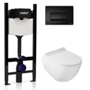 Комплект инсталляция с унитазом Valsir KIT Vsbm 7317 Slim P1 с кнопкой цвет черный матовый