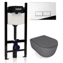 Комплект инсталляция с унитазом Valsir KIT Vscr 7334GM Slim P3 с кнопкой цвет хром