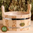 Шайка из липы 6 л круглая пластиковая вставка ручки-деревянные