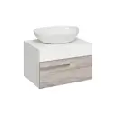 Тумба с раковиной Runo Вудлайн 65 см подвесная цвет скандинавский дуб с умывальником Moduo 50 Leaf