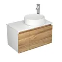 Тумба под раковину подвесная Bauedge BD0511 80см цвет дуб, с раковиной и смесителем