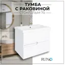 Тумба с раковиной Runo стокгольм 70 см подвесная цвет белый