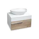 Тумба под раковину подвесная Runo Вудлайн 00-00001342LEAF 65см цвет белый, с раковиной