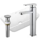 Раковина накладная Bauedge BAU Spectrum mini BH1095 47 см со смесителем и выпуском цвет белый/серебристый/хром