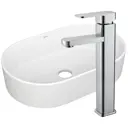 Раковина накладная Bauedge BAU Nimb BH1159 56 см со смесителем цвет белый/серебристый