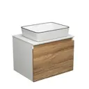 Комплект тумба под раковину BAUEDGE Dream Blackwood 60 см подвесная и раковиной Hotel Black Rand BD1639 цвет бежевый белый