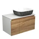 Комплект тумба под раковину BAUEDGE Dream Blackwood 80 см подвесная и раковиной Stil Black White BD1769 цвет бежевый белый