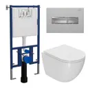 Комплект инсталляция с унитазом Bauedge 4501-7321-BL0001-HQ цвет белый сиденье микролифт